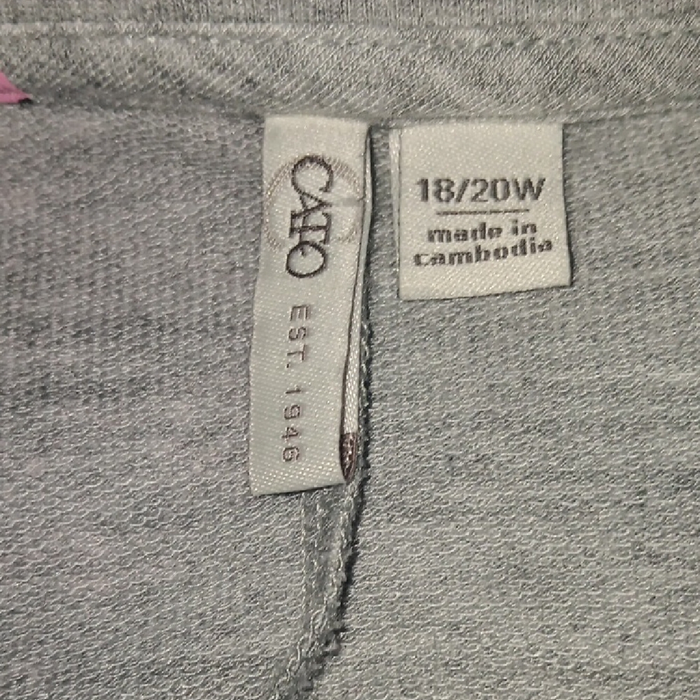 Gray Sweatshirt with Pink Heart Pattern - Picture 2 of 3